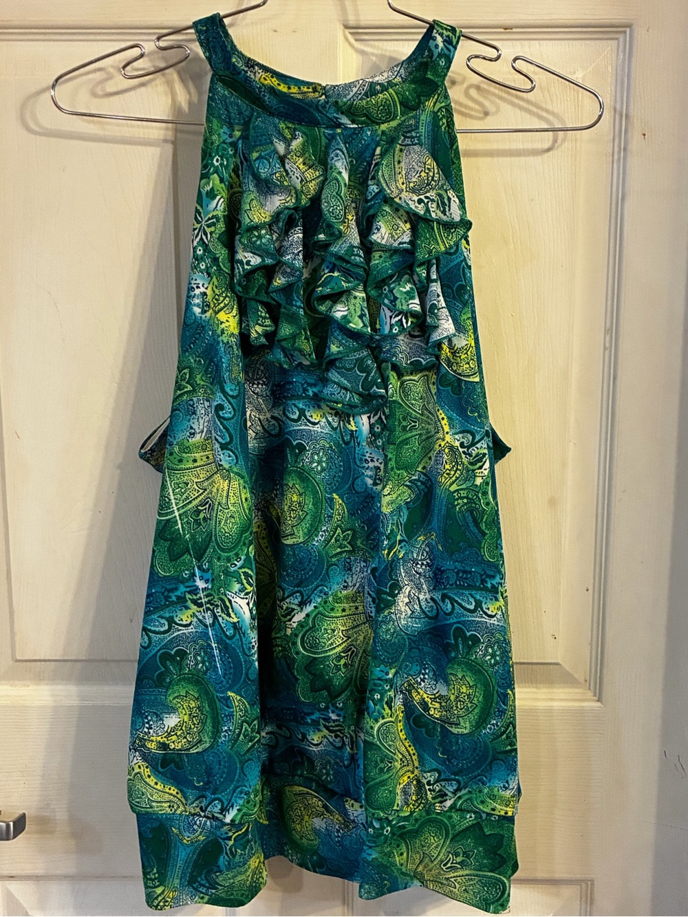 Lane Bryant Woman’s Green & Teal Paisley Ruffle Halter Dress, Size: 22/24